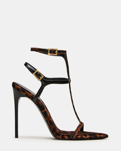 SALMA Animal Multi Stiletto Strappy Open-Toe Ankle Strap Women's Heel | Steve Madden