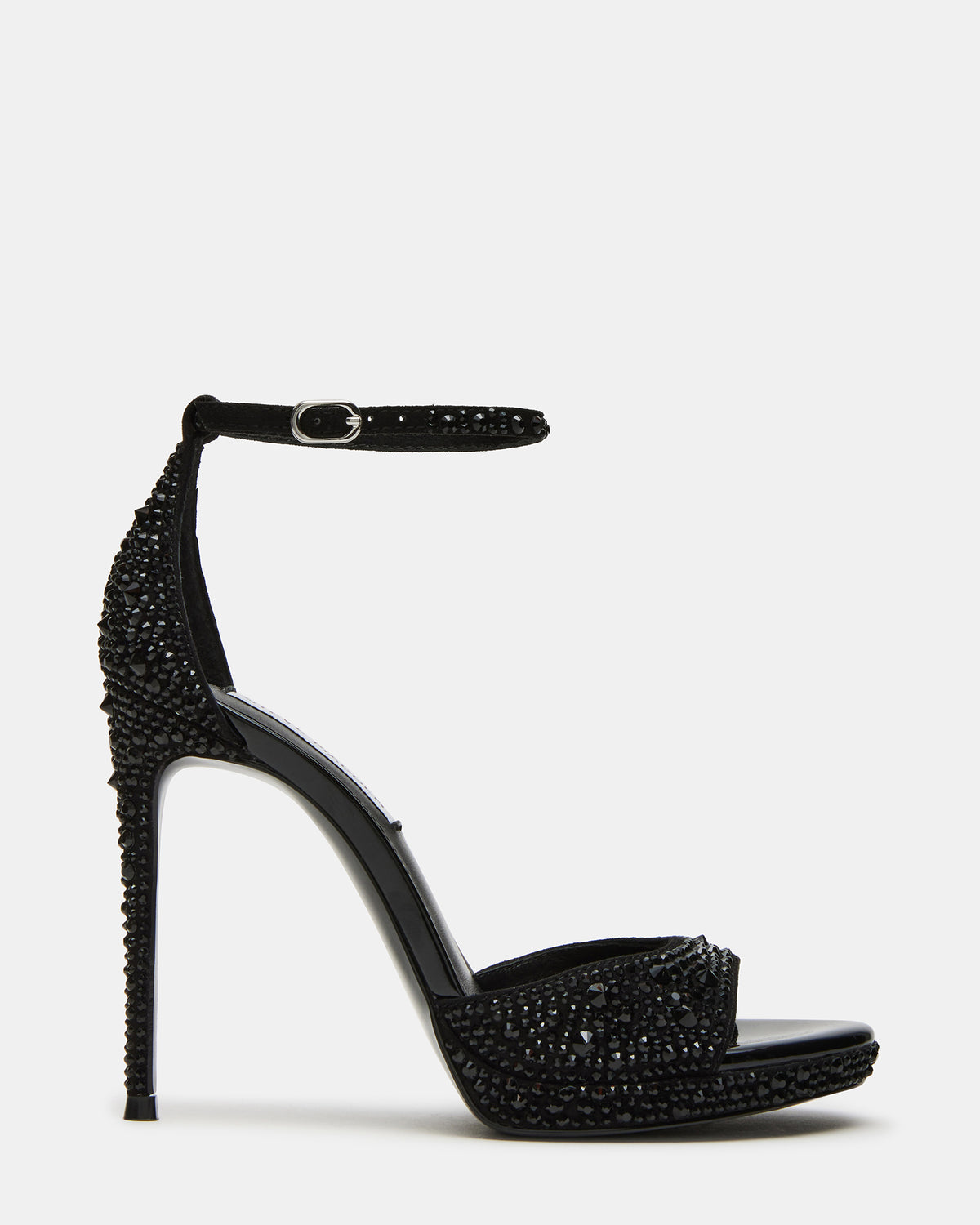 WILEY Black Rhinestone Women's Open Toe Stiletto Heel | Steve Madden
