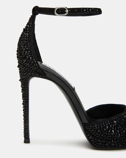 WILEY Black Rhinestone Women's Open Toe Stiletto Heel | Steve Madden