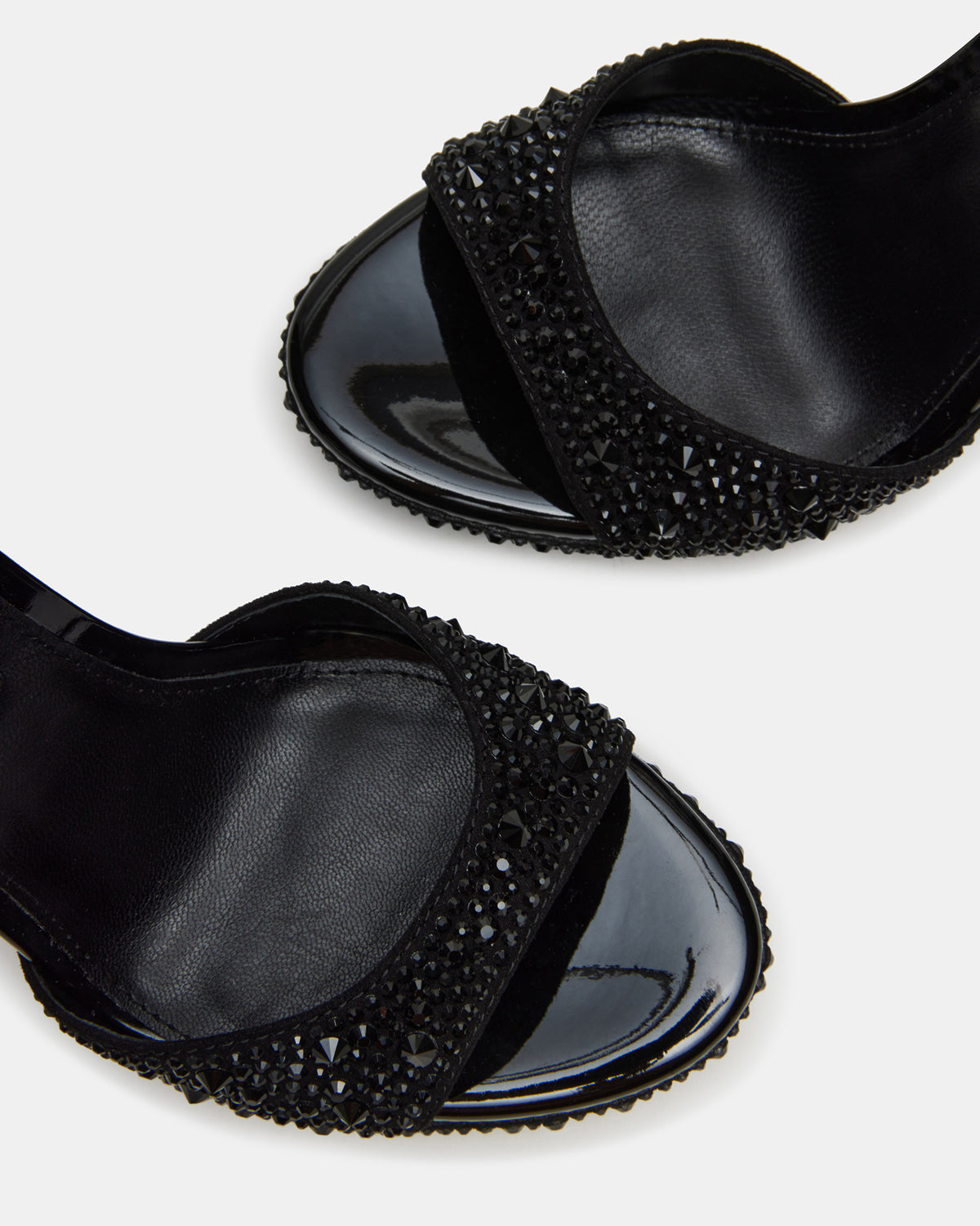 WILEY Black Rhinestone Women's Open Toe Stiletto Heel | Steve Madden
