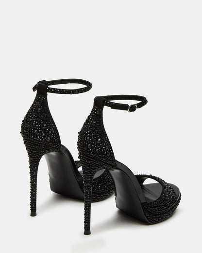 WILEY Black Rhinestone Women's Open Toe Stiletto Heel | Steve Madden