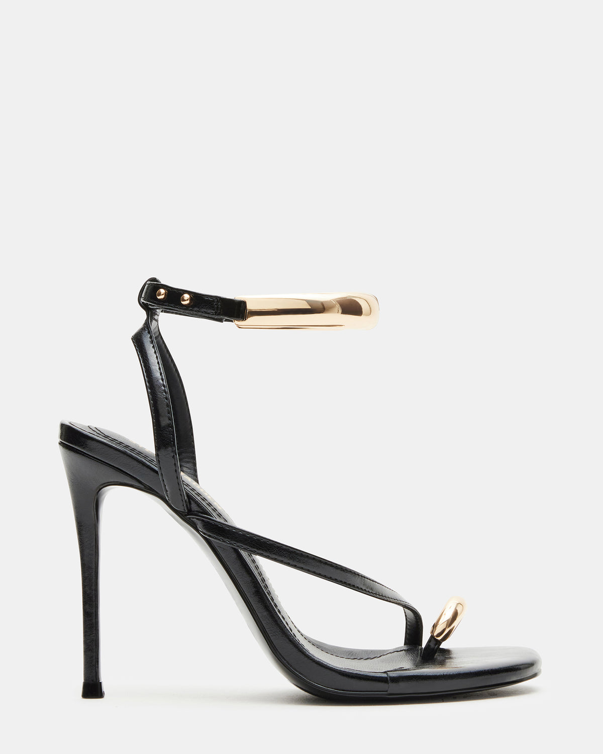 TIA Black Strappy Open-Toe Stiletto Women's Heel | Steve Madden