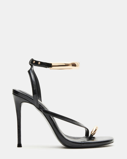 TIA Black Strappy Open-Toe Stiletto Women's Heel | Steve Madden