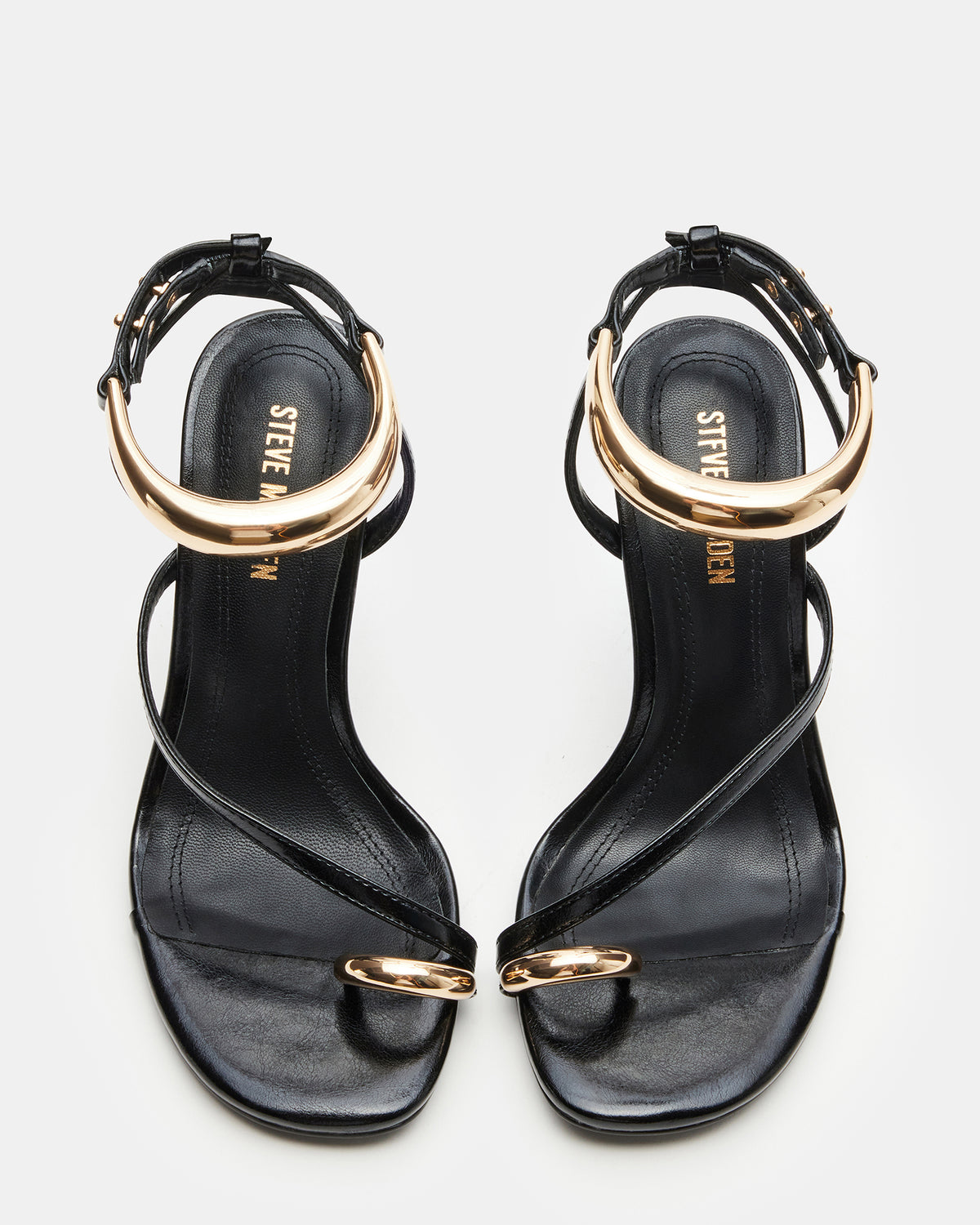 TIA Black Strappy Open-Toe Stiletto Women's Heel | Steve Madden