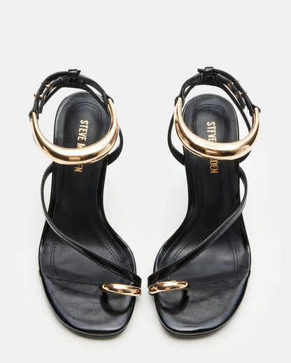 TIA Black Strappy Open-Toe Stiletto Women's Heel | Steve Madden