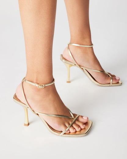 ANNIE Champagne Women's Strappy Square Toe Heel | Steve Madden