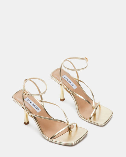 ANNIE Champagne Women's Strappy Square Toe Heel | Steve Madden