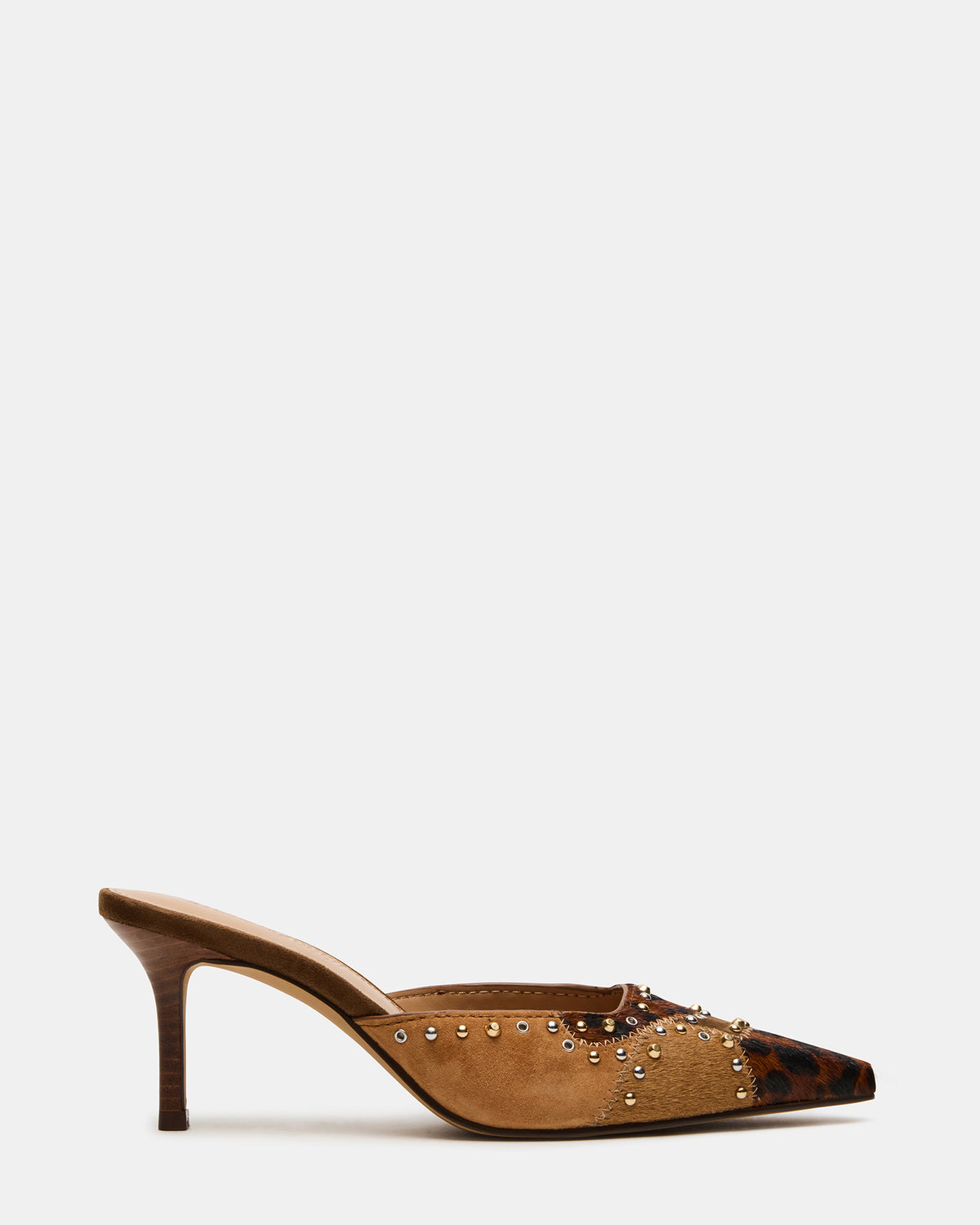 ALEXI Leopard Multi Studs Pointed-Toe Mule Women's Heel | Steve Madden