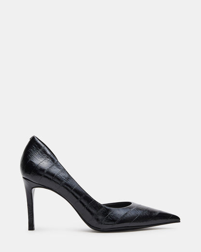 NULA Black Eel Pointed-Toe Stiletto Pump Women's Heel | Steve Madden
