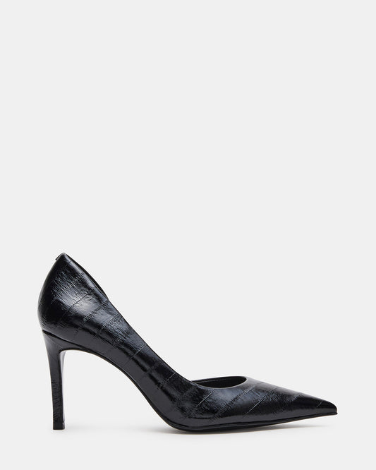 NULA Black Eel Pointed-Toe Stiletto Pump Women's Heel | Steve Madden