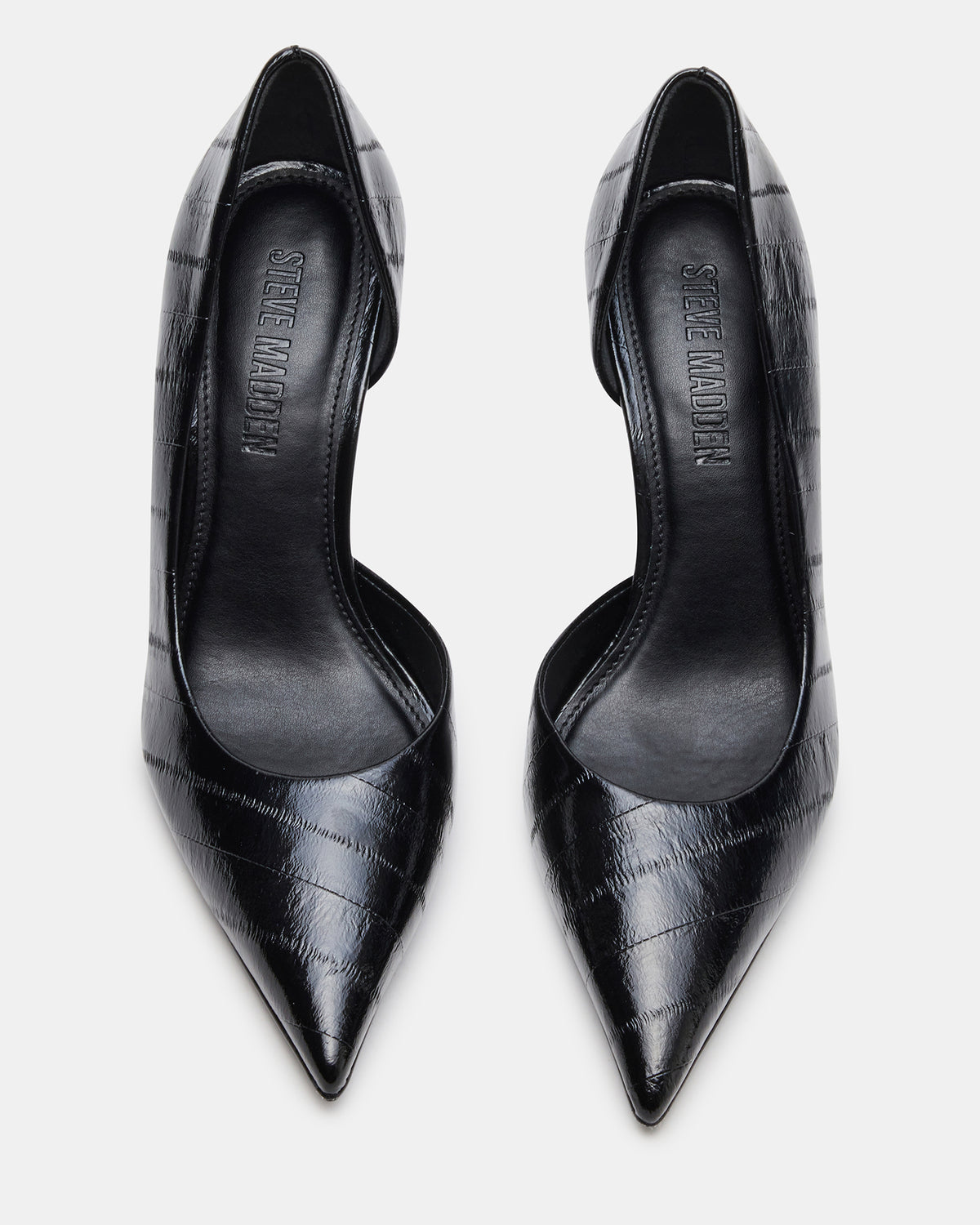 NULA Black Eel Pointed-Toe Stiletto Pump Women's Heel | Steve Madden