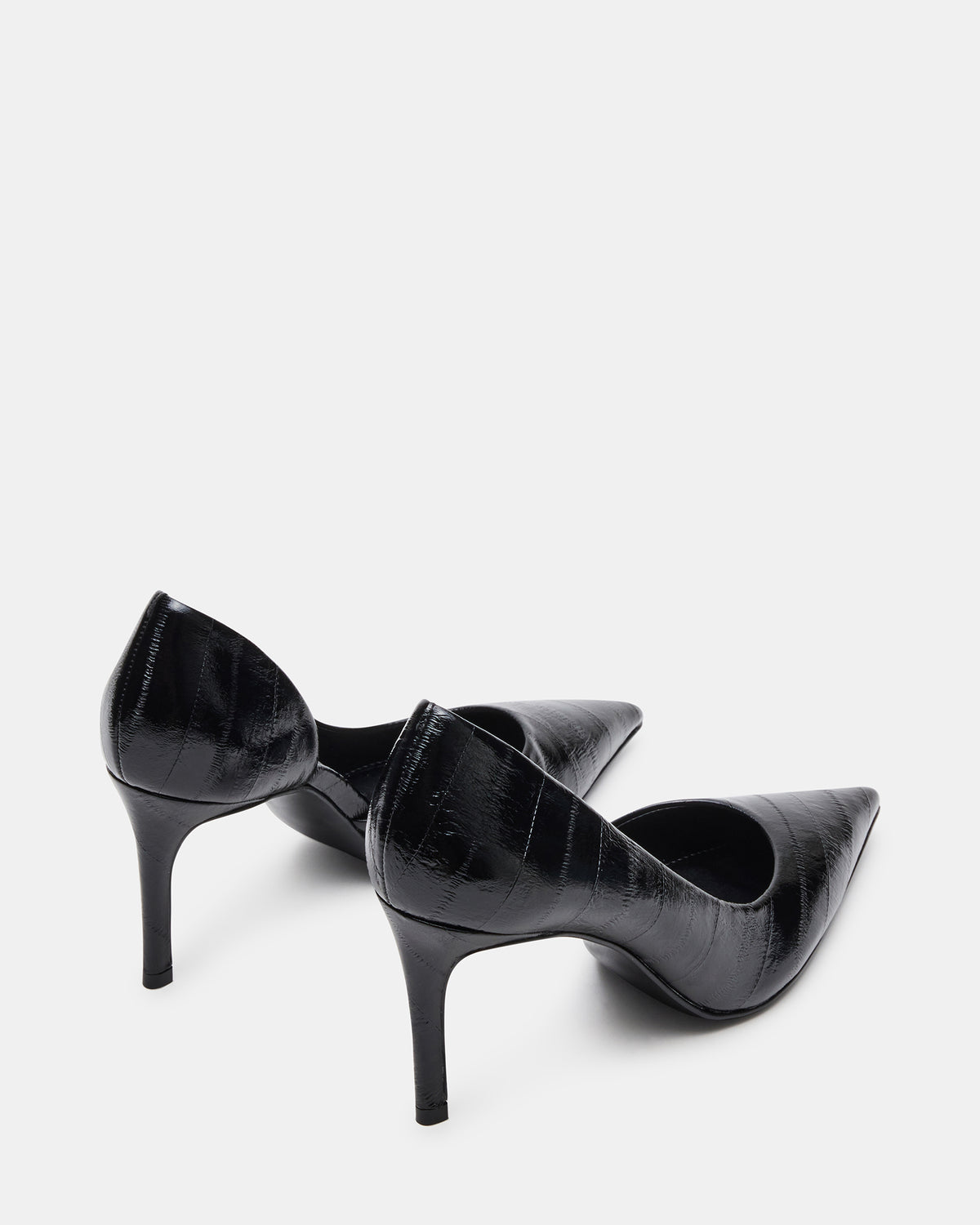 NULA Black Eel Pointed-Toe Stiletto Pump Women's Heel | Steve Madden