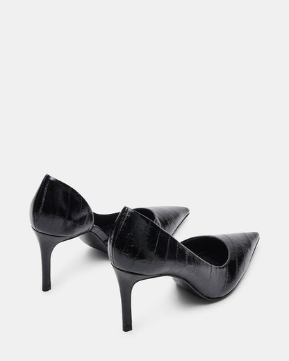 NULA Black Eel Pointed-Toe Stiletto Pump Women's Heel | Steve Madden