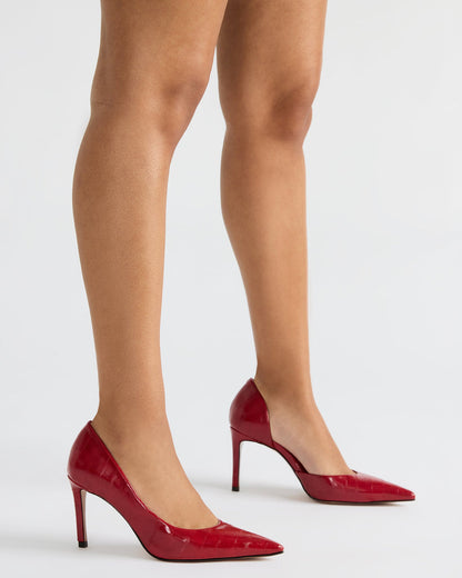 NULA Black Eel Pointed-Toe Stiletto Pump Women's Heel | Steve Madden