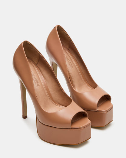 IVES Blush Box Leather Platform Square-Toe Stiletto Women's Heel | Steve Madden