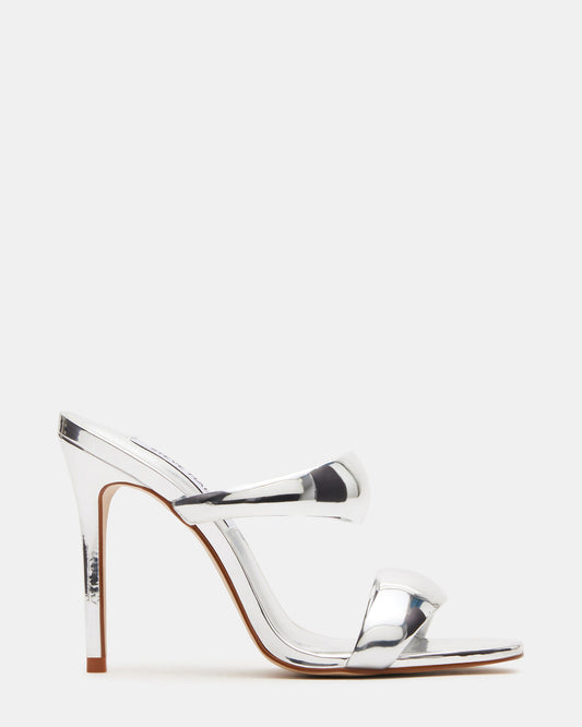 SATURN Silver Stiletto Mule Women's Heel | Steve Madden