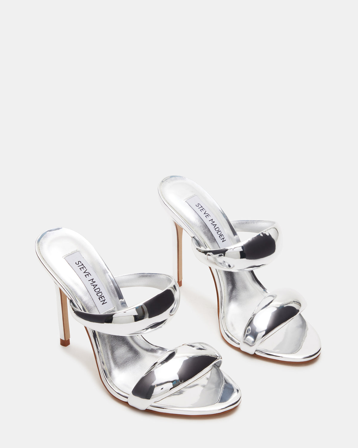 SATURN Silver Stiletto Mule Women's Heel | Steve Madden