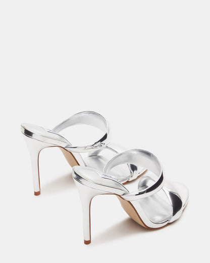 SATURN Silver Stiletto Mule Women's Heel | Steve Madden
