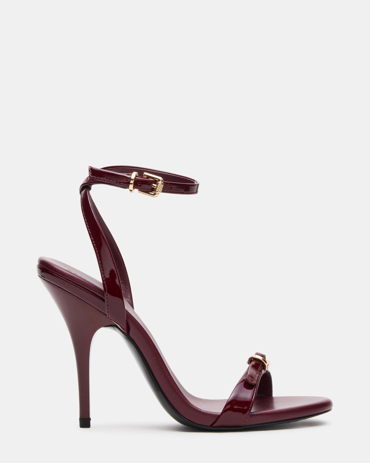 FOXX Burgundy Patent Strappy Stiletto Open-Toe Women's Heel | Steve Madden