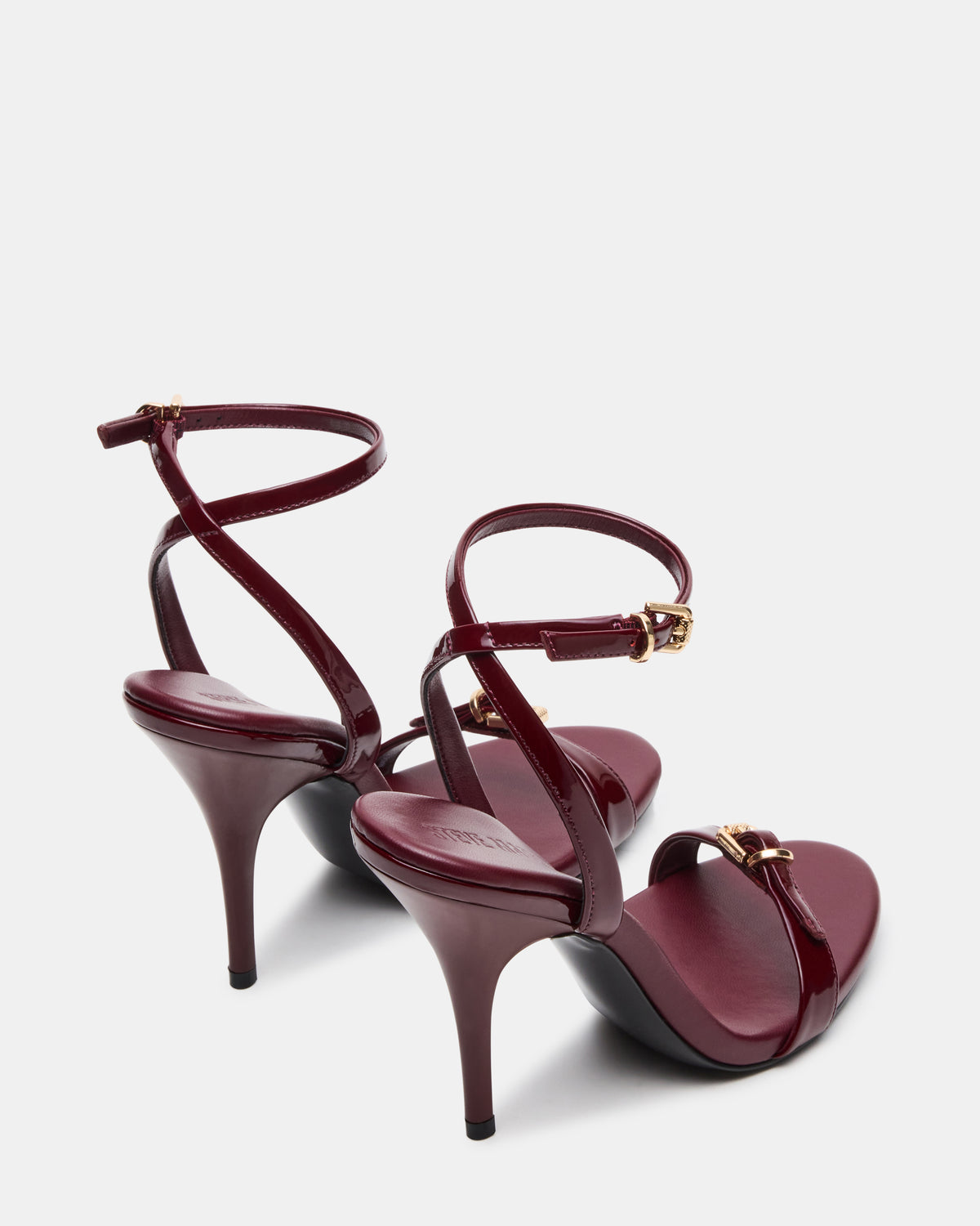 FOXX Burgundy Patent Strappy Stiletto Open-Toe Women's Heel | Steve Madden