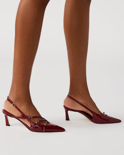 LIANA Wine Patent Women's Slingback Pointed-Toe Low Heel | Steve Madden