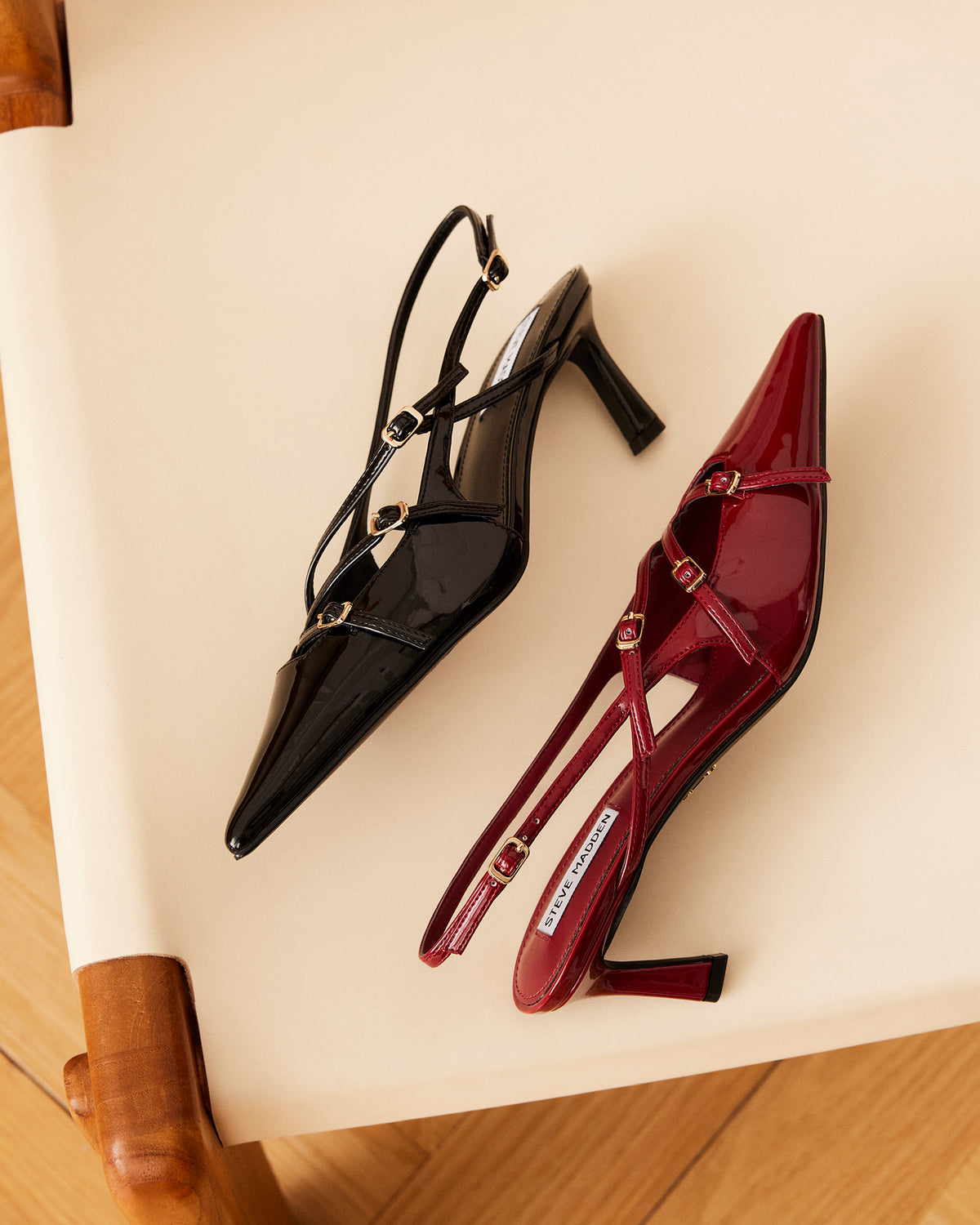 LIANA Wine Patent Women's Slingback Pointed-Toe Low Heel | Steve Madden
