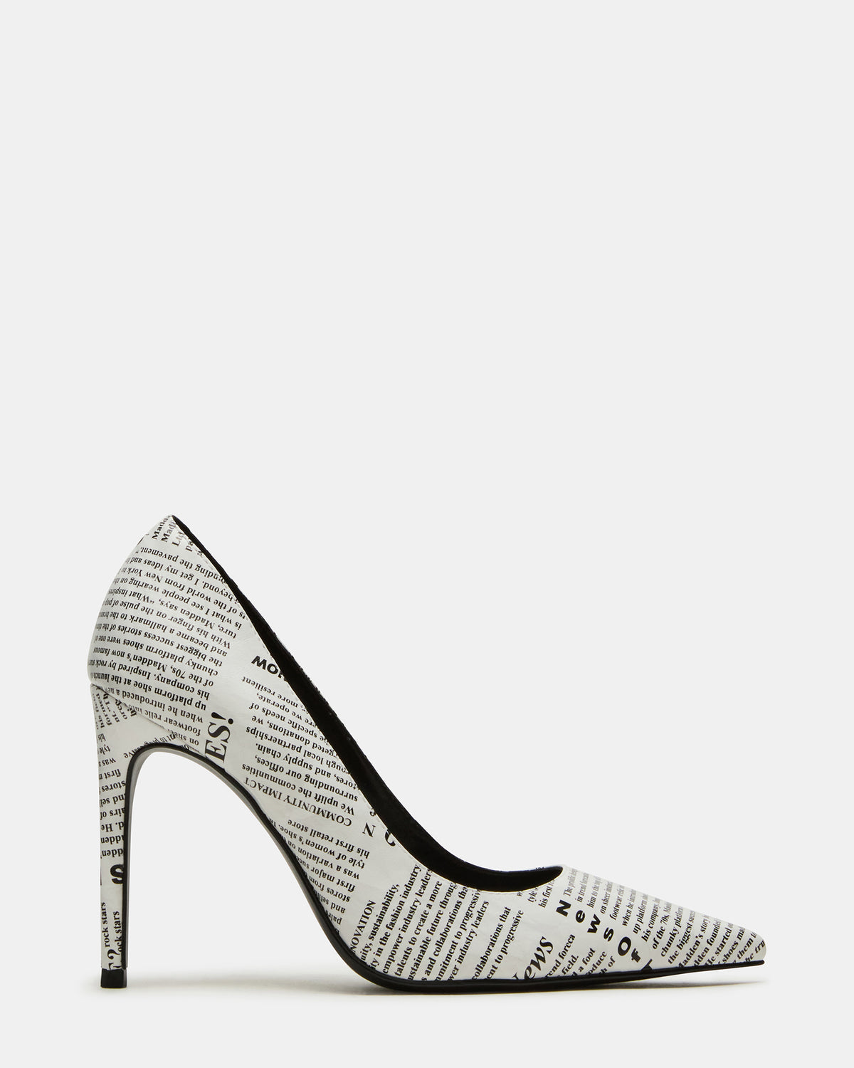 NOIR Newspaper Pointed-Toe Stiletto Pump Women's Heels | Steve Madden