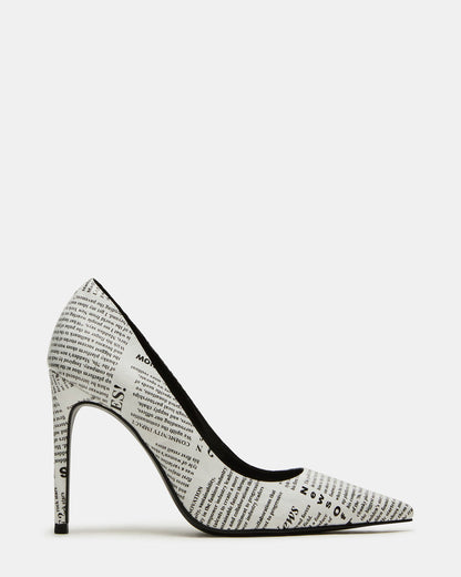 NOIR Newspaper Pointed-Toe Stiletto Pump Women's Heels | Steve Madden