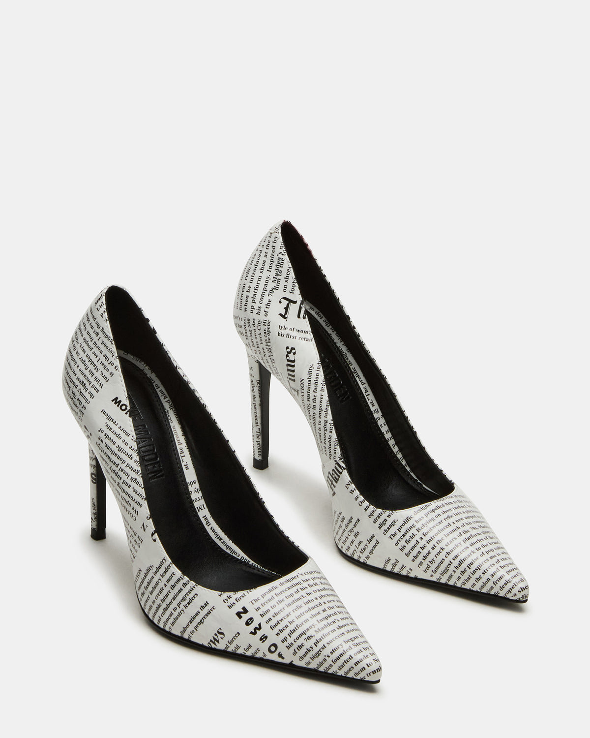NOIR Newspaper Pointed-Toe Stiletto Pump Women's Heels | Steve Madden