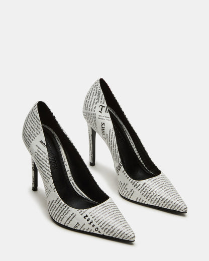 NOIR Newspaper Pointed-Toe Stiletto Pump Women's Heels | Steve Madden
