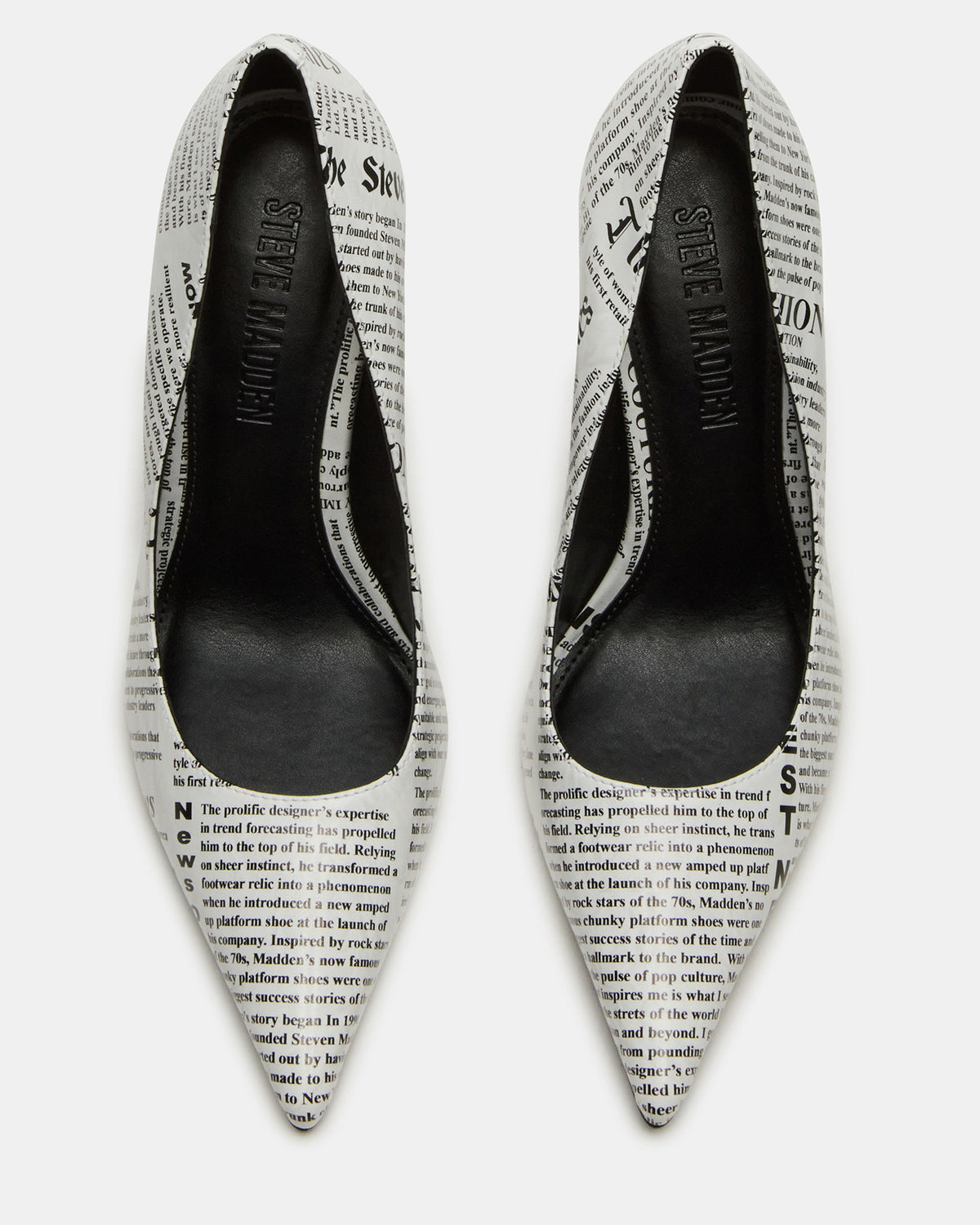 NOIR Newspaper Pointed-Toe Stiletto Pump Women's Heels | Steve Madden