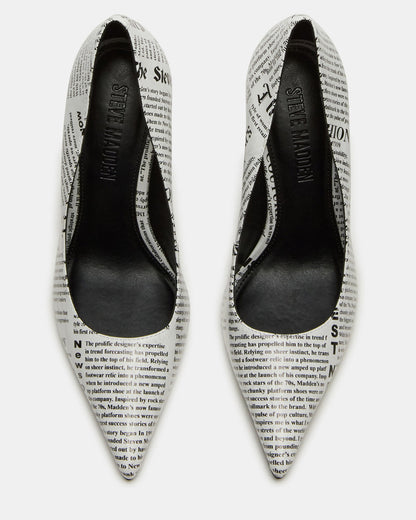 NOIR Newspaper Pointed-Toe Stiletto Pump Women's Heels | Steve Madden