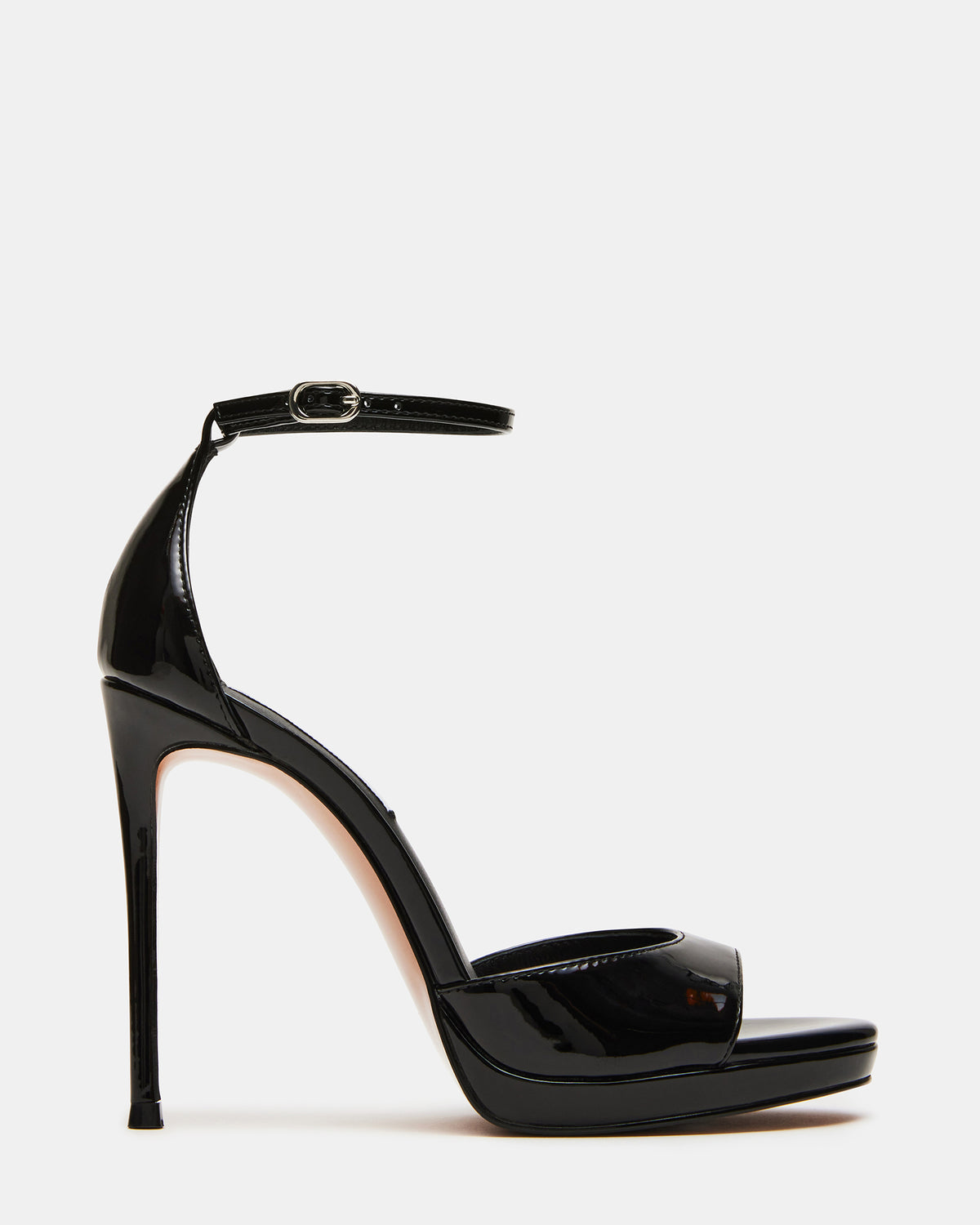 WILEY Black Patent Women's Open Toe Stiletto Heel | Steve Madden