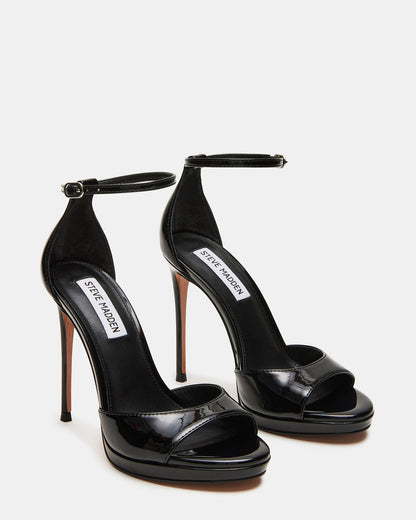 WILEY Black Patent Women's Open Toe Stiletto Heel | Steve Madden