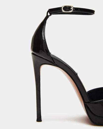 WILEY Black Patent Women's Open Toe Stiletto Heel | Steve Madden
