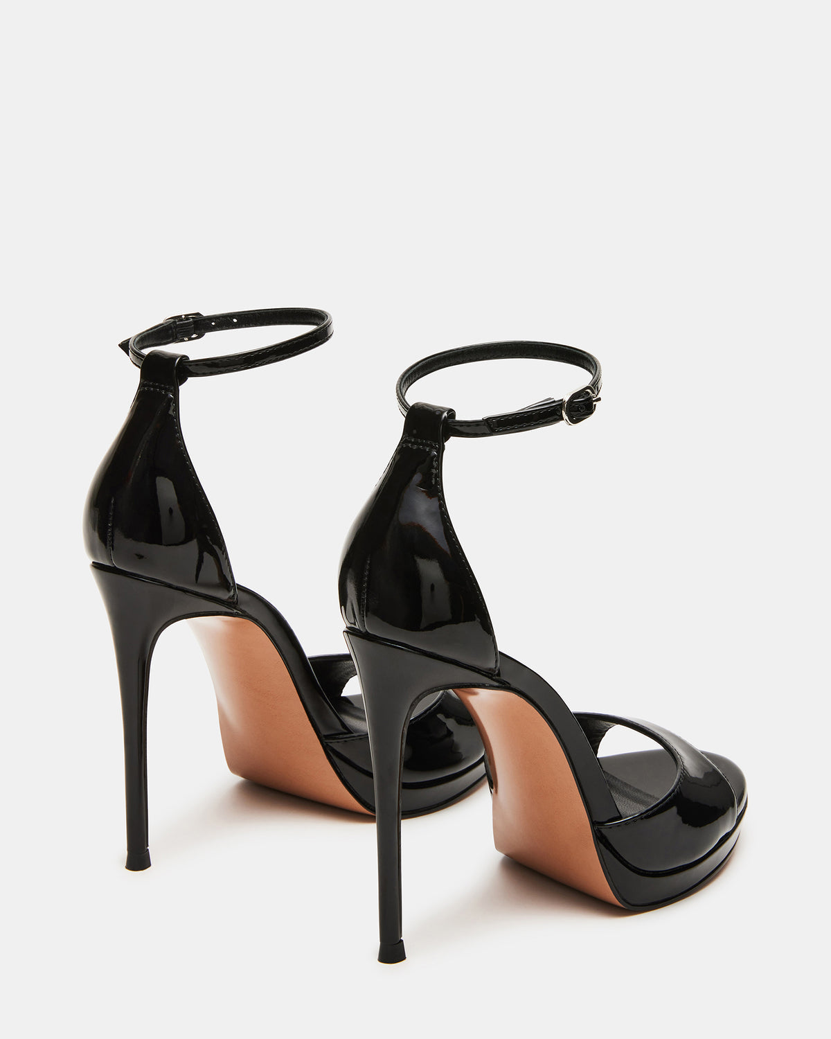 WILEY Black Patent Women's Open Toe Stiletto Heel | Steve Madden