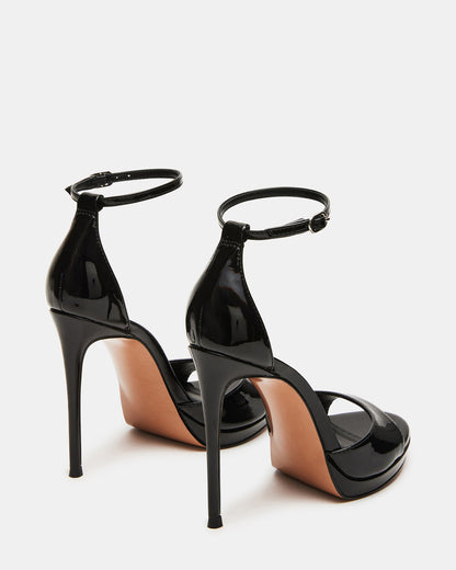 WILEY Black Patent Women's Open Toe Stiletto Heel | Steve Madden