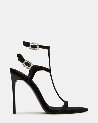 SALMA Black Multi Stiletto Strappy Open-Toe Ankle Strap Women's Heel | Steve Madden