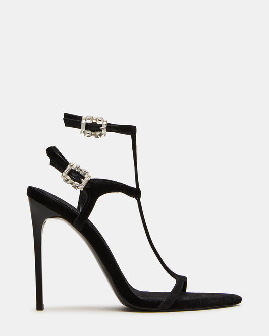 SALMA Black Multi Stiletto Strappy Open-Toe Ankle Strap Women's Heel | Steve Madden