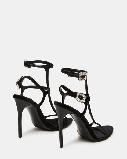 SALMA Black Multi Stiletto Strappy Open-Toe Ankle Strap Women's Heel | Steve Madden