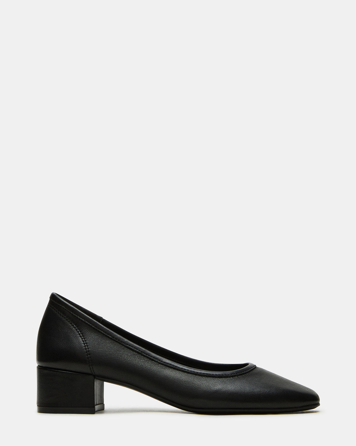 MOLLIE Black Leather Ballet Block Heels | Steve Madden