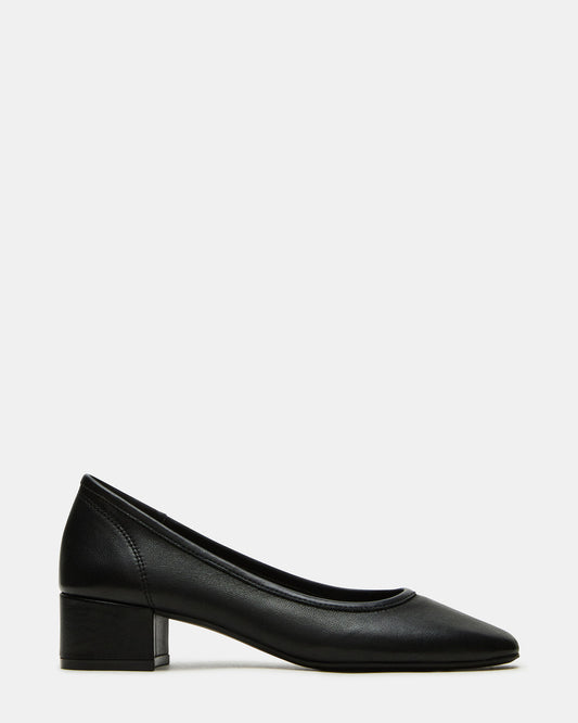 MOLLIE Black Leather Ballet Block Heels | Steve Madden