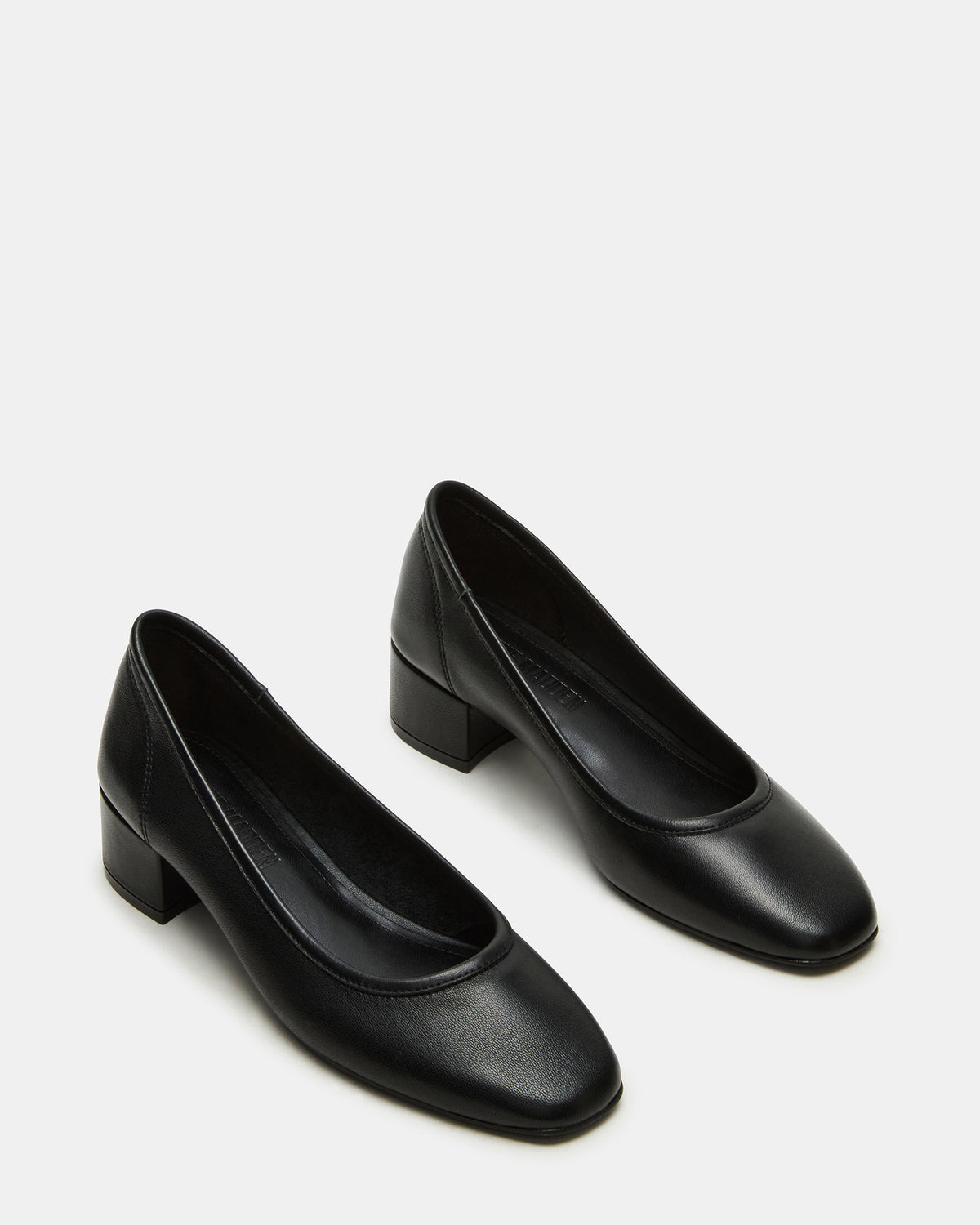 MOLLIE Black Leather Ballet Block Heels | Steve Madden