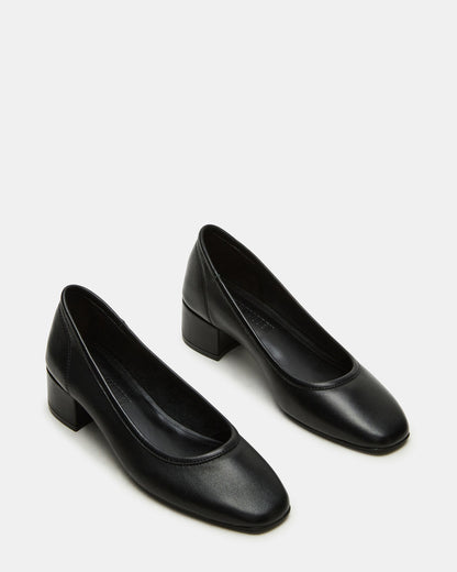 MOLLIE Black Leather Ballet Block Heels | Steve Madden