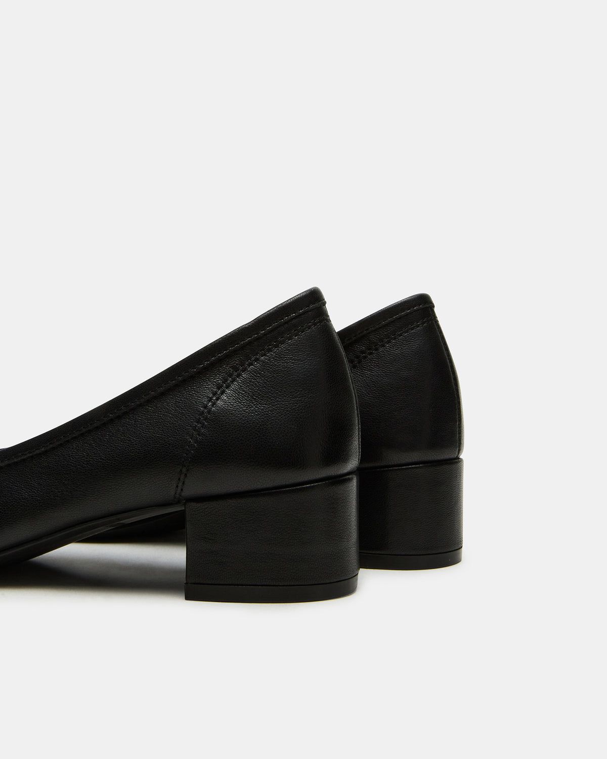 MOLLIE Black Leather Ballet Block Heels | Steve Madden