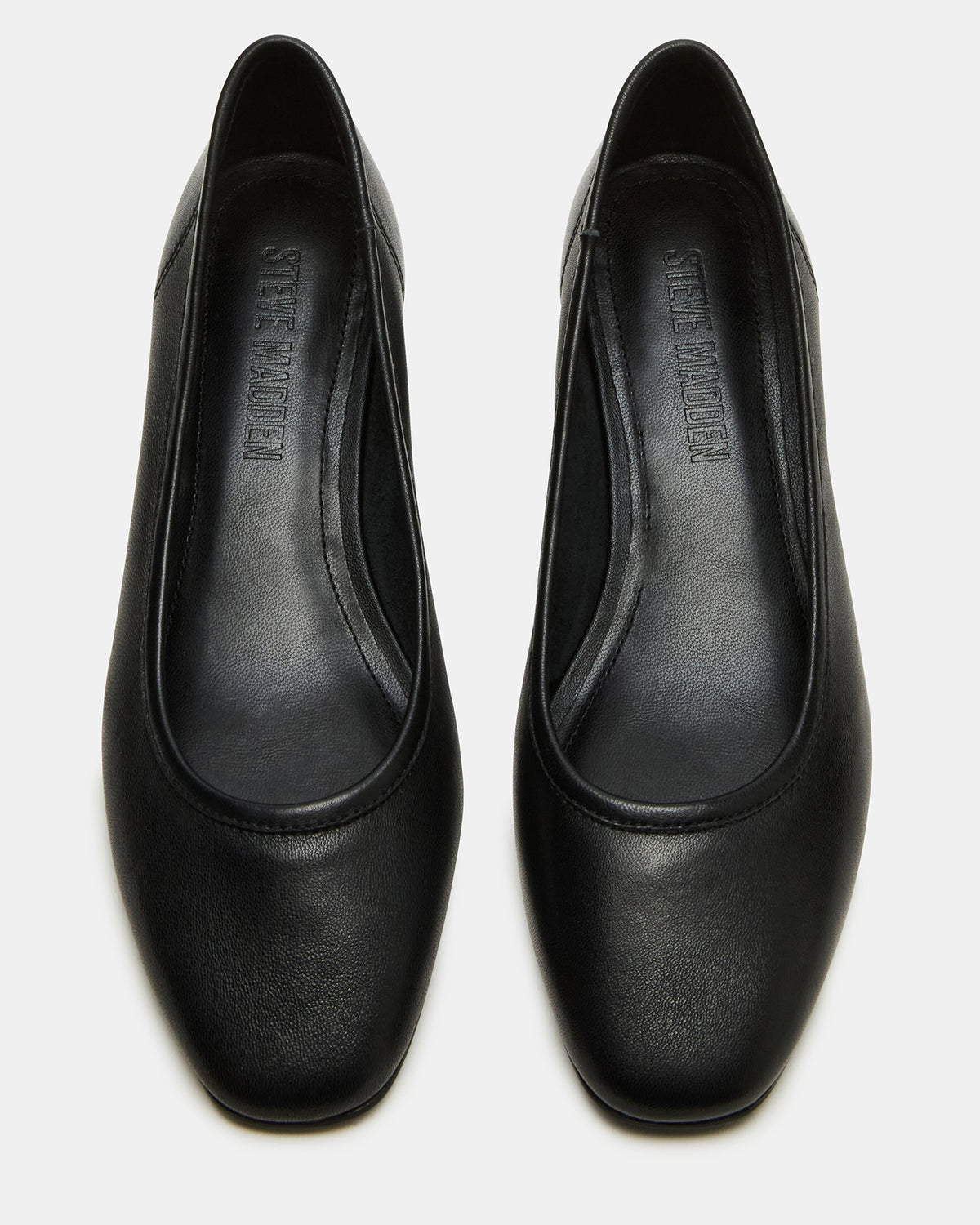MOLLIE Black Leather Ballet Block Heels | Steve Madden