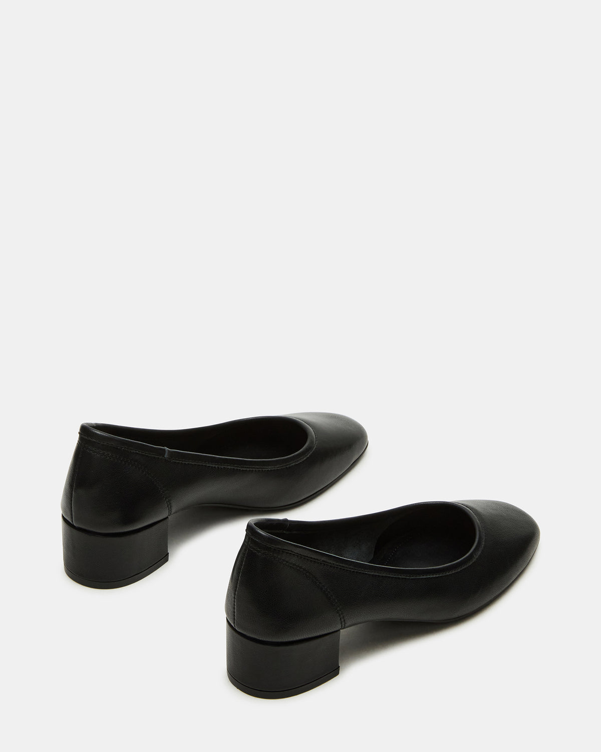 MOLLIE Black Leather Ballet Block Heels | Steve Madden