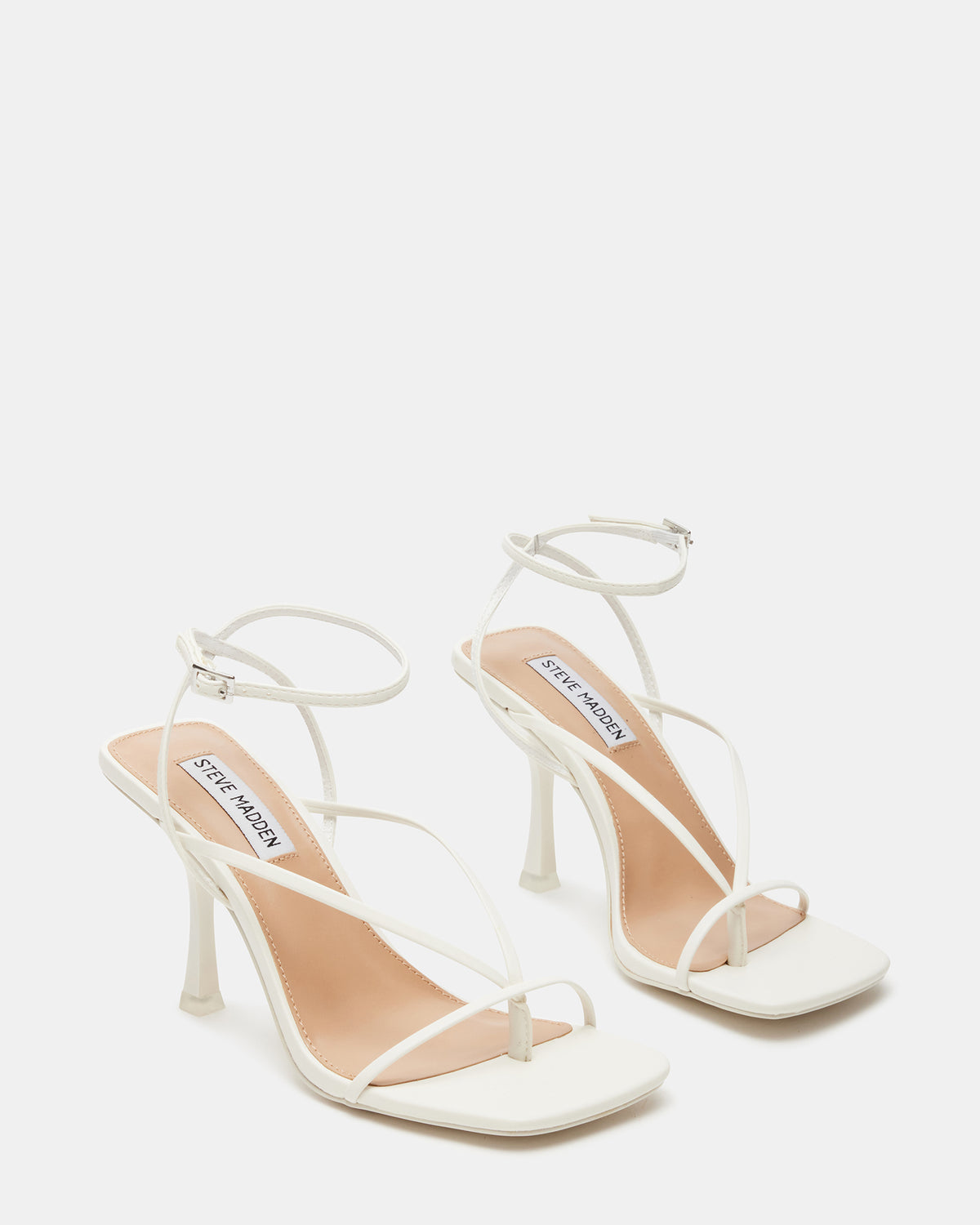 ANNIE White Women's Strappy Square Toe Heel | Steve Madden
