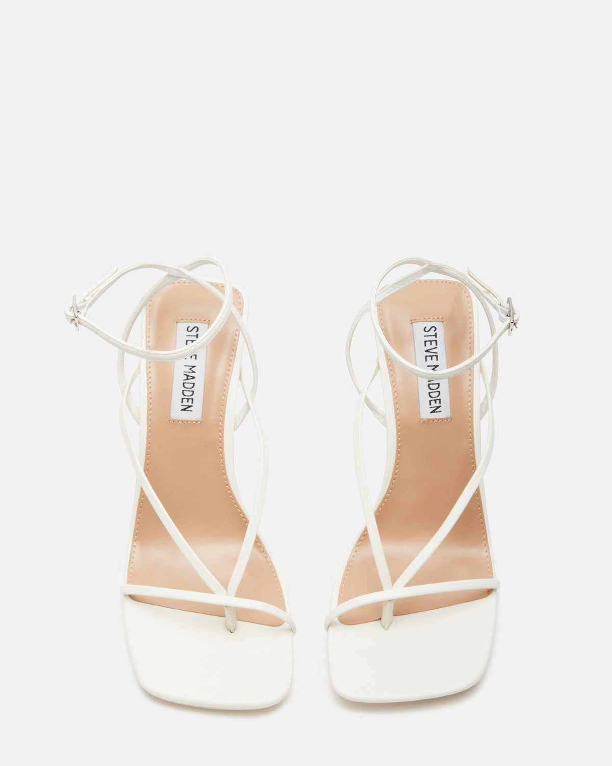 ANNIE White Women's Strappy Square Toe Heel | Steve Madden