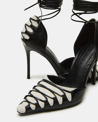 DANGER Black Multi Pointed-Toe Lace-Up Stiletto Pump Women's Heel | Steve Madden